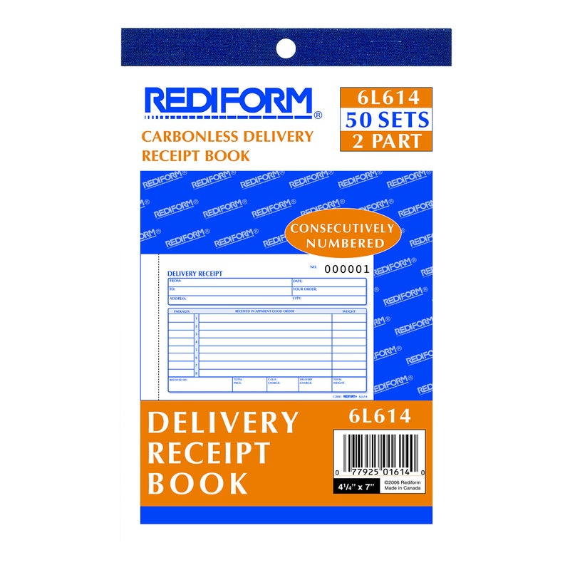 Rediform Delivery Receipt Book, Three-Part Carbonless, 6.38 x 4.25, 50 Forms Total - Image 2